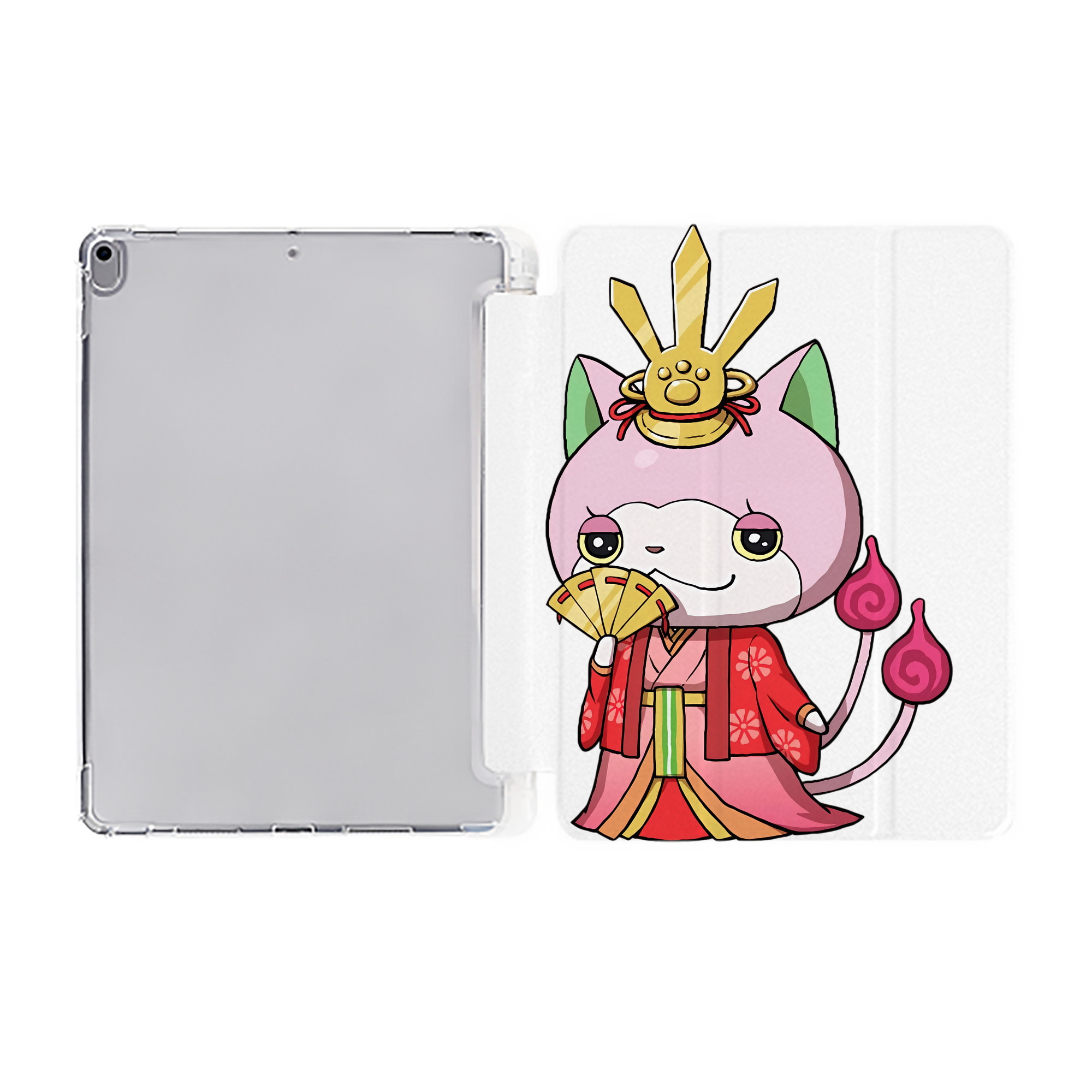 （画像用） 妖怪ウォッチ Yo-kai Watch IPad ケース ペン収納付き 三つ折りスタンド PUレザー×シリコン 対応機種9.5/10.5/10.9インチ